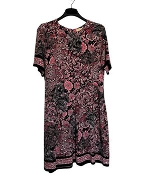 Michael Kors Paisley Short Sleeve Dress Pink and Black Size 1X